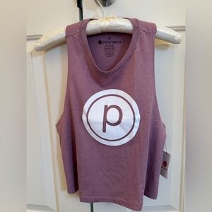 Pure Barre Crop Top Heather Orchid/White